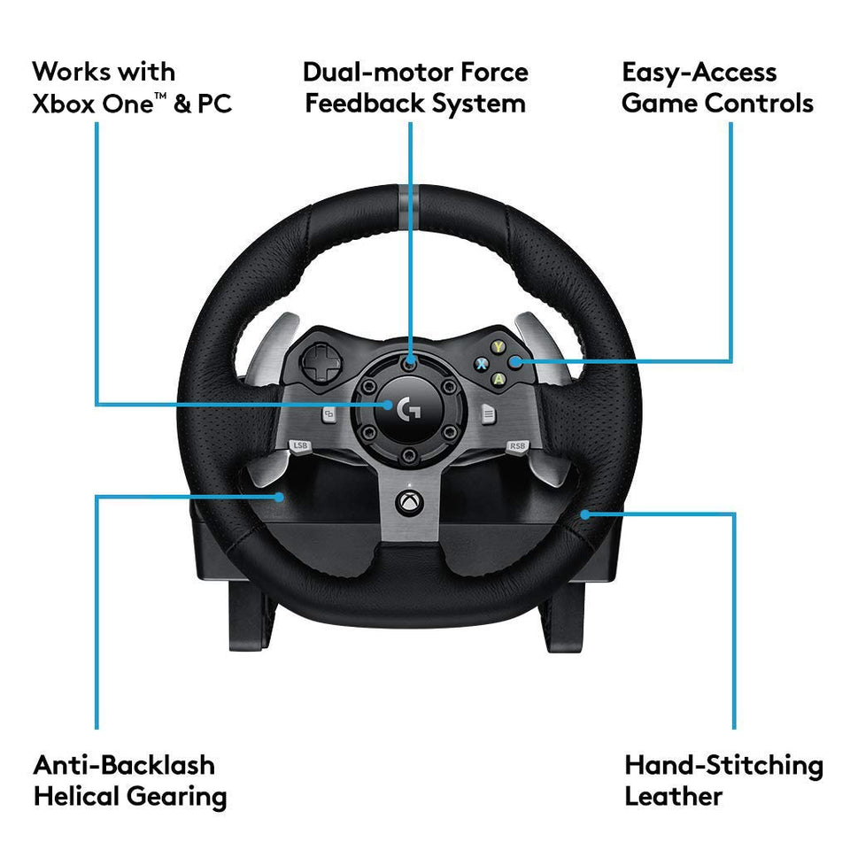 Logitech G920 Dual-Motor Feedback Driving Force Racing Wheel with Responsive Pedals for Xbox One