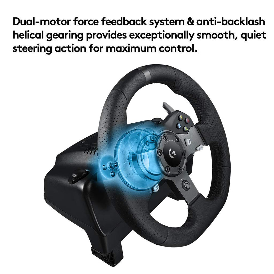 Logitech G920 Dual-Motor Feedback Driving Force Racing Wheel with Responsive Pedals for Xbox One