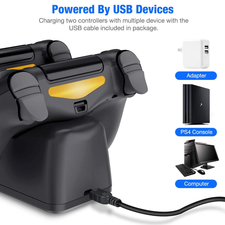 BEBONCOOL PS4 Controller Charger, DualShock 4 Controller USB Charging Station Dock, PlayStation 4 Charging Station for Sony Playstation4 / PS4 / PS4 Slim / PS4 Pro Controller