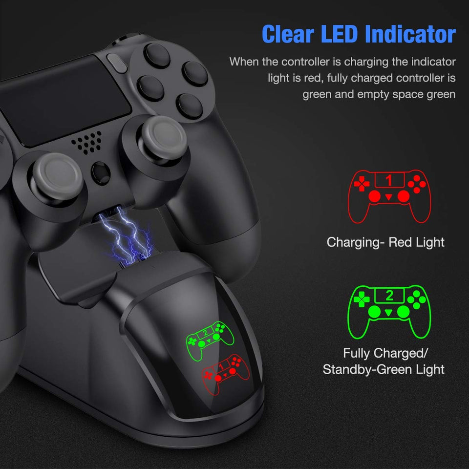 BEBONCOOL PS4 Controller Charger, DualShock 4 Controller USB Charging Station Dock, PlayStation 4 Charging Station for Sony Playstation4 / PS4 / PS4 Slim / PS4 Pro Controller